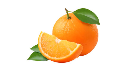 orange with leaves on isolated background