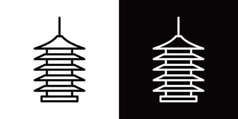 シンプルな五重塔の線画アイコン