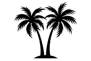 2 coconut tree silhouette vector illustration