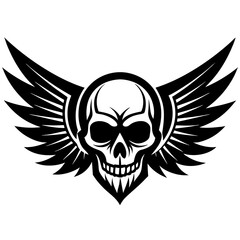 Skull Wings vector silhouette 
