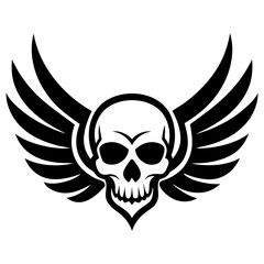 Skull Wings vector silhouette 