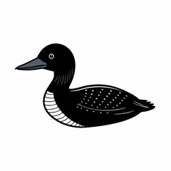 Loon black silhouette an white background