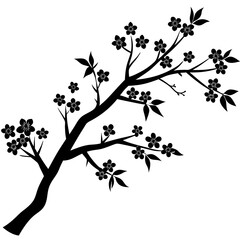 flowering tree branch vector silhouette 