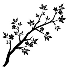 flowering tree branch vector silhouette 
