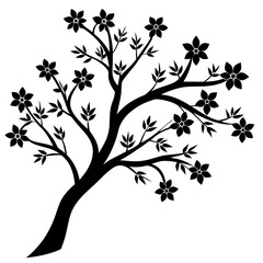 flowering tree branch vector silhouette 