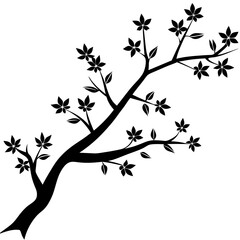 flowering tree branch vector silhouette 