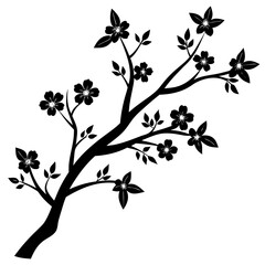 flowering tree branch vector silhouette 