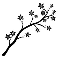 flowering tree branch vector silhouette 