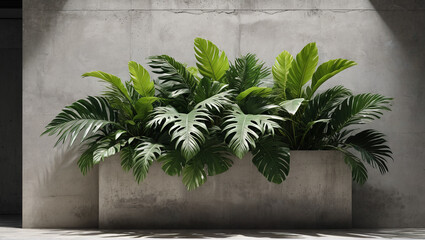 A fresh depiction of a green plant within a building, illustrated with thick layers of paint to emphasize its vibrant color and natural beauty against the architectural interior. The scene highlights 