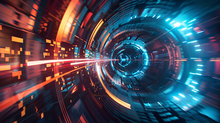 abstract background of binary code and technology  ,Abstract Futuristic technology background ,futuristic blue light ray stripe line motion background for wallpaper, banner