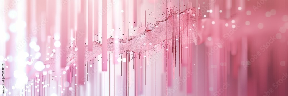 Poster light lavender background featuring floating digital particles and vertical bar lines, offering a fr