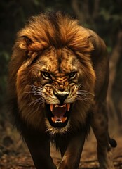 angry lion wallpaper. horrible angry lion roaring wallpaper genrated by AI.