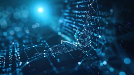 blue digital light source, equalizer sound waves, blue light drops