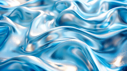 Obraz premium Abstract blue metallic wavy fabric texture background.