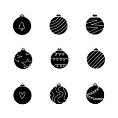 Christmas ball hand drawn solid icon vector illustration