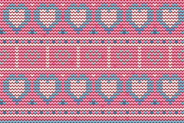 Pink blue  heart seamless knitted pattern