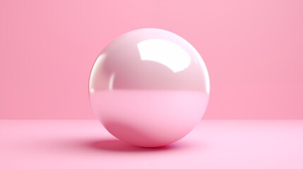 Obraz premium Glossy Pink Sphere Floating on Reflective Surface with Abstract Aesthetic