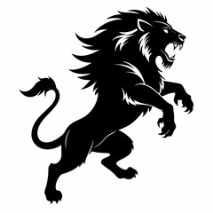 Angry lion in a jump silhouette vector illustration 