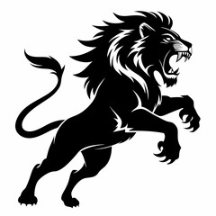 Angry lion in a jump silhouette vector illustration 