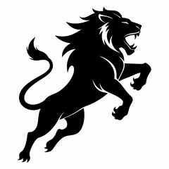Angry lion in a jump silhouette vector illustration 