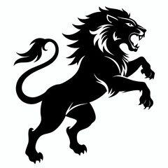 Angry lion in a jump silhouette vector illustration 