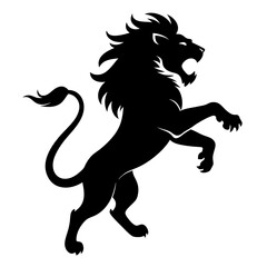 Angry lion in a jump silhouette vector illustration 