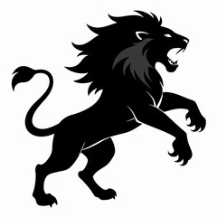 Angry lion in a jump silhouette vector illustration 