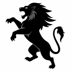 Angry lion in a jump silhouette vector illustration 
