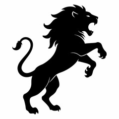 Angry lion in a jump silhouette vector illustration 