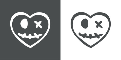Logo con emoticonos en corazones para invitaciones y tarjetas de Halloween.