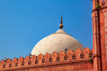 Badshahi mosque in Lahore, cupola close up, Punjab, Pakistan. 