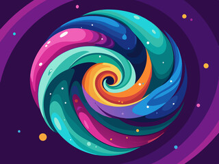 A swirl of colors and shapes forming a spiral galaxy