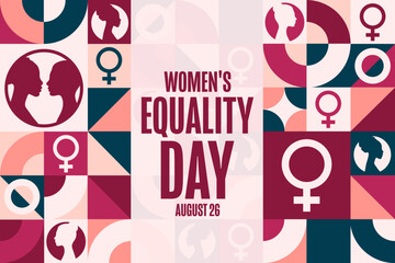 Women's Equality Day. August 26. Holiday concept. Template for background, banner, card, poster with text inscription. Vector EPS10 illustration.