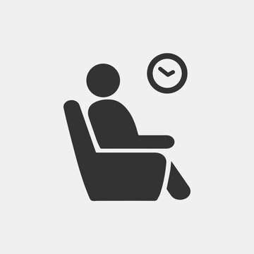 recommend clip art: Waiting room line icon. Man sitting on a chair icon illustration