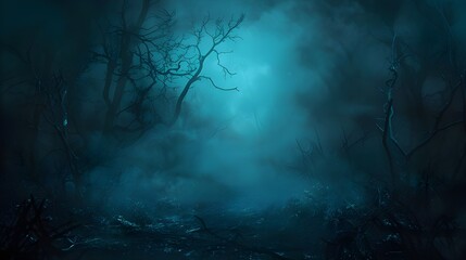 horror background with spooky trees and cloudy environment with night view background genrated by AI.


