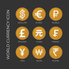free vector world currency icon collection