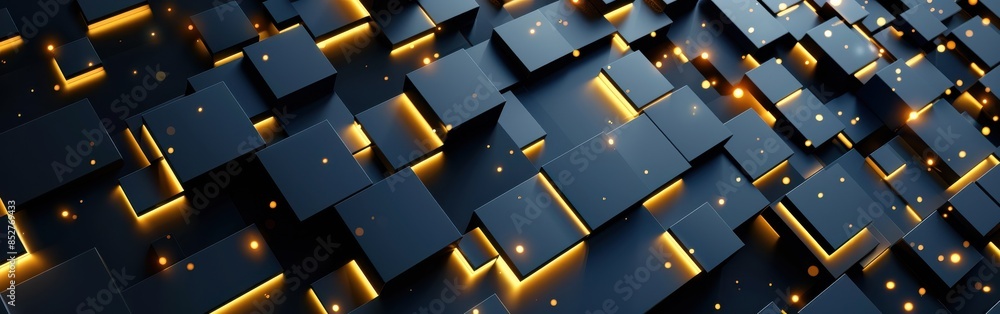 Aufkleber a black and yellow image of a computer screen with a lot of squares and lights