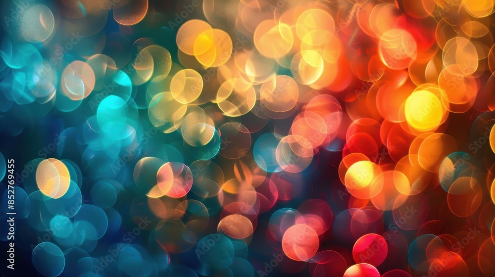 Fototapete A colorful background with many small circles. The circles are of different colors and sizes. The background is a mix of blue, red, and yellow