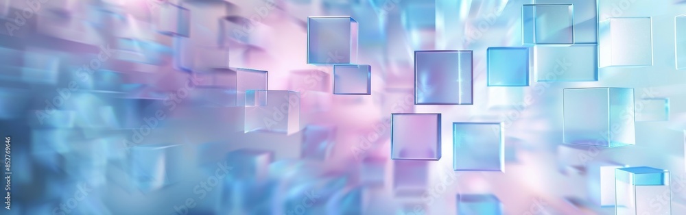 Aufkleber a blue and pink background with many small squares of glass. the squares are of different sizes and 