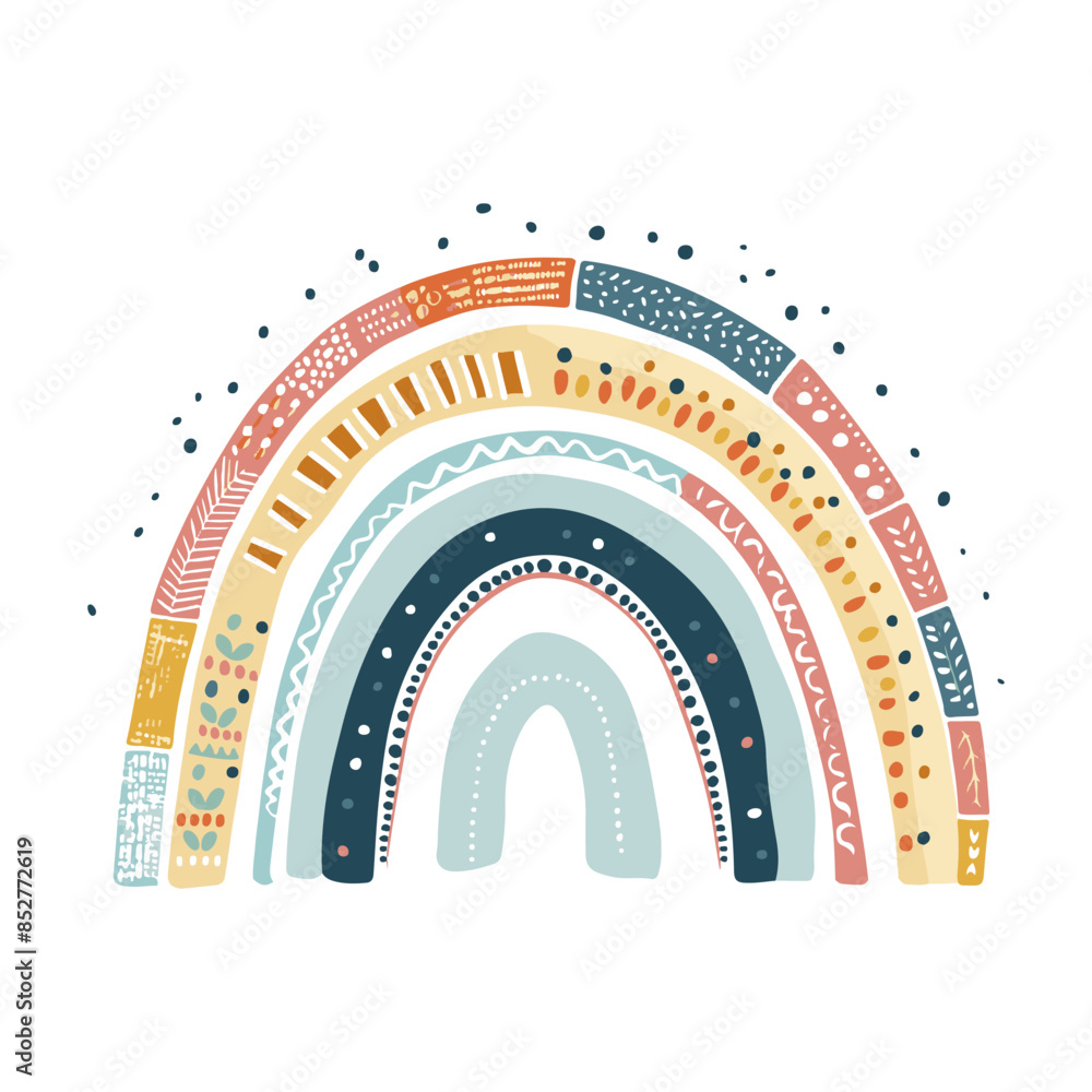 Poster abstract colorful rainbow with patterns and dots