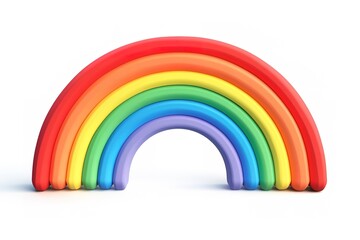 Colorful 3D rainbow with soft shadows on white background