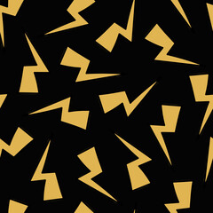 Lightning Doodle Seamless Pattern. Thunder or Storm Symbol. 80th, 90th Style Sketch. Scribble retro background. Modern Fabric Design.