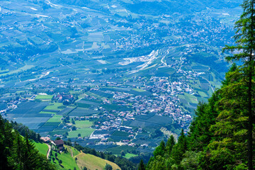 Hiking Hochmuth Southtyrol near Dorf Tirol. With sights over Meran.