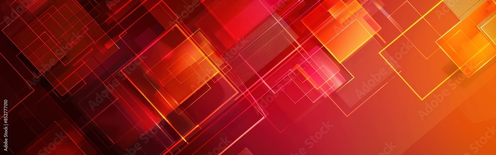 Poster a red and orange background with squares of different sizes. the squares are arranged in a way that 