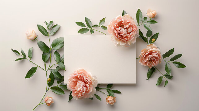 Creative invitation mockup with custom text and flowers, designed with modern elegance