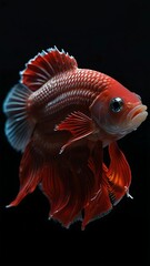 Fototapeta premium Red betta fish look beautiful on a dark background