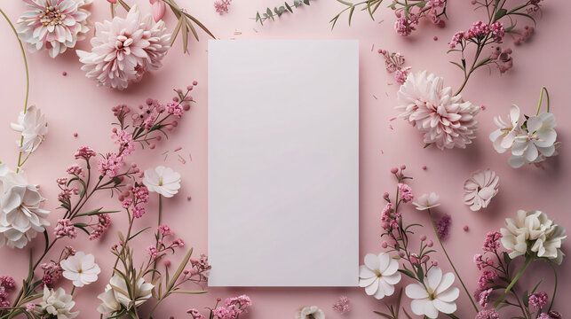 Creative invitation mockup with custom text and flowers, designed with modern elegance