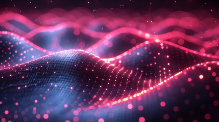 Fototapeta premium Wave of dots and weave lines. Abstract background. Network connection structure