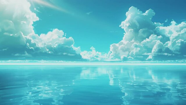 blue sky and sea with clouds