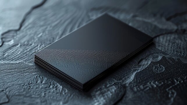 Matte Black Discount Card A sophisticated matte black card with minimalist white text and subtle geometric patterns